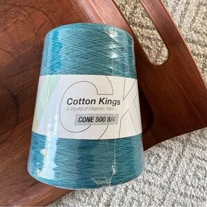 Hobbii Cotton Kings Yarn Cone Teal Blue Knit Crochet